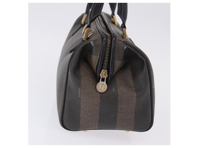 Pequin Borsa a mano FENDI Pecan Canvas PVC Marrone Nero Auth ka5839 - vista 5