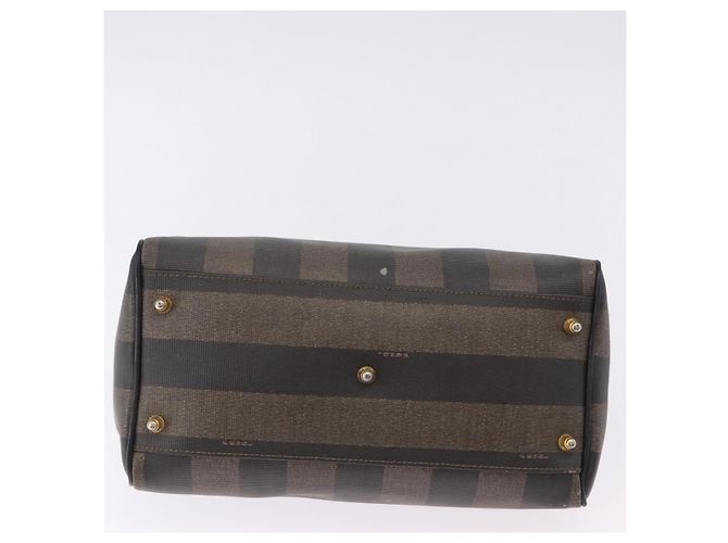 Pequin Borsa a mano FENDI Pecan Canvas PVC Marrone Nero Auth ka5839 - vista 6