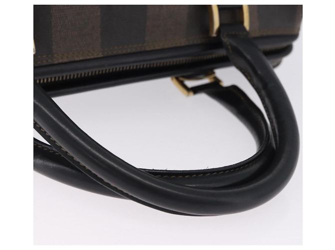 Pequin Borsa a mano FENDI Pecan Canvas PVC Marrone Nero Auth ka5839 - vista 8