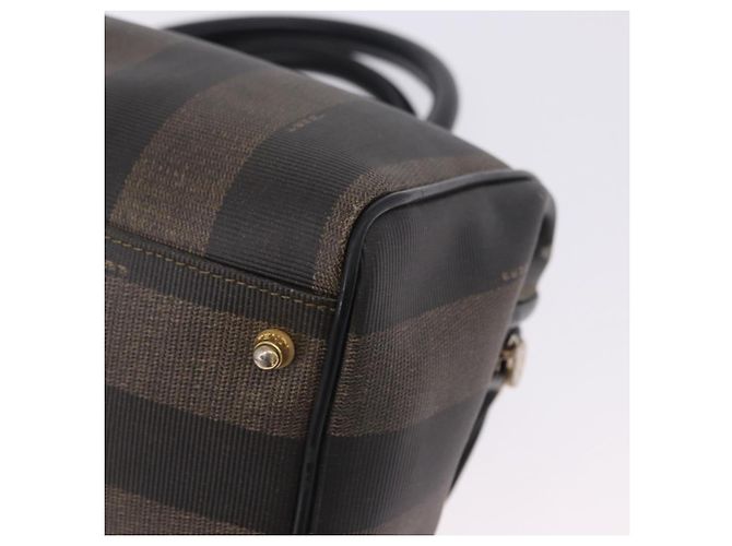 Pequin Borsa a mano FENDI Pecan Canvas PVC Marrone Nero Auth ka5839 - vista 9
