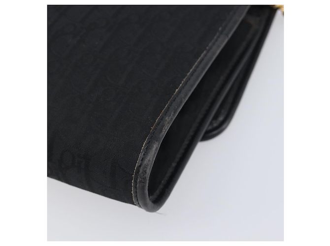 Borsa a tracolla con catena Christian Dior Trotter Canvas Nero Oro Auth 200920 D'oro - vista 12