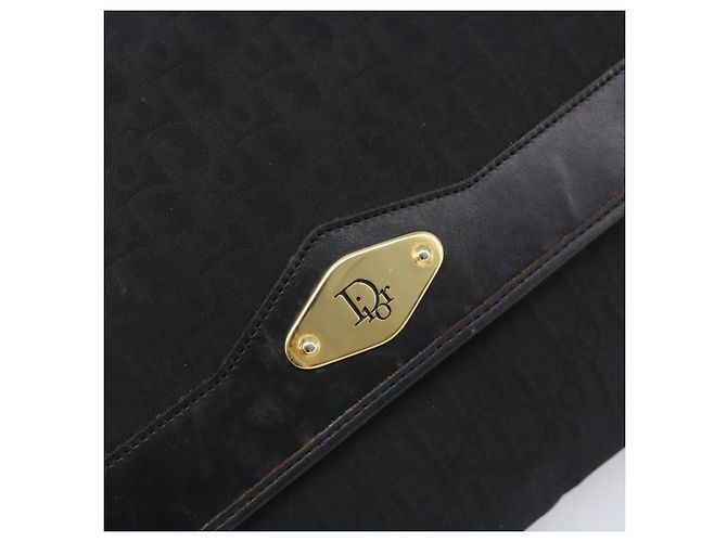 Borsa a tracolla con catena Christian Dior Trotter Canvas Nero Oro Auth 200920 D'oro - vista 14