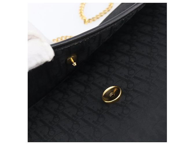 Borsa a tracolla con catena Christian Dior Trotter Canvas Nero Oro Auth 200920 D'oro - vista 15