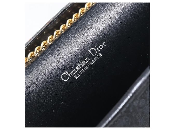 Borsa a tracolla con catena Christian Dior Trotter Canvas Nero Oro Auth 200920 D'oro - vista 18