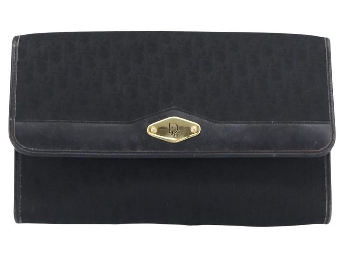 Borsa a tracolla con catena Christian Dior Trotter Canvas Nero Oro Auth 200920 D'oro - vista 2