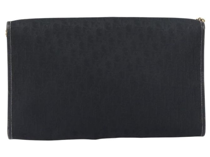 Borsa a tracolla con catena Christian Dior Trotter Canvas Nero Oro Auth 200920 D'oro - vista 3