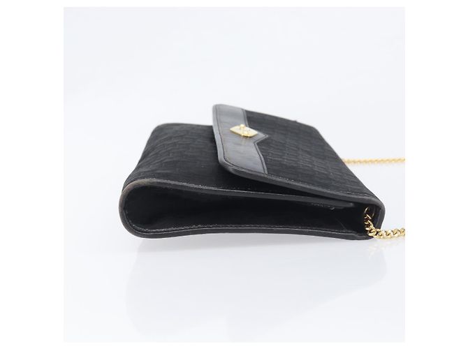 Borsa a tracolla con catena Christian Dior Trotter Canvas Nero Oro Auth 200920 D'oro - vista 4