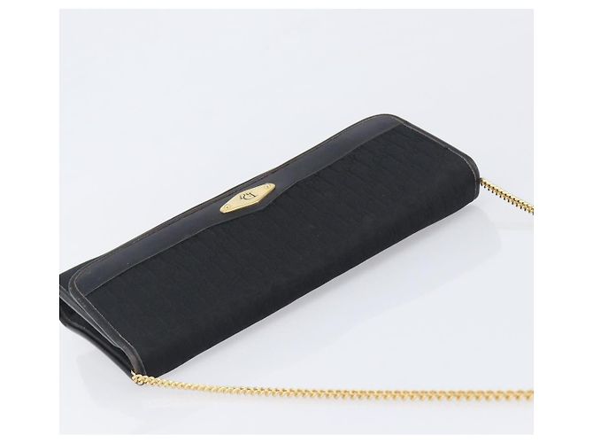 Borsa a tracolla con catena Christian Dior Trotter Canvas Nero Oro Auth 200920 D'oro - vista 6