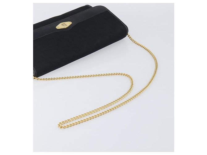 Borsa a tracolla con catena Christian Dior Trotter Canvas Nero Oro Auth 200920 D'oro - vista 7