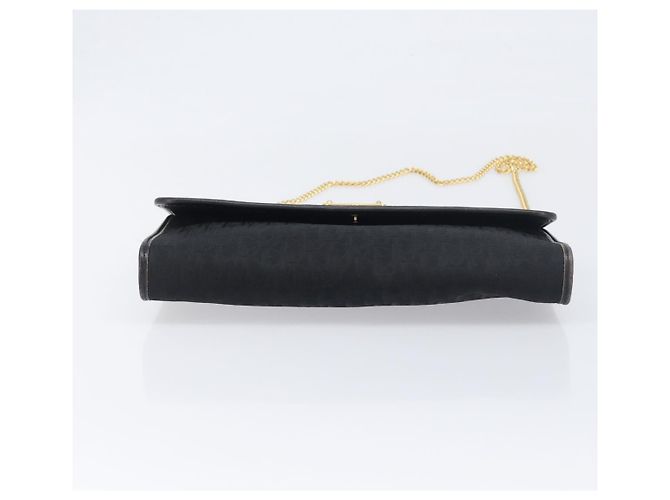 Borsa a tracolla con catena Christian Dior Trotter Canvas Nero Oro Auth 200920 D'oro - vista 9
