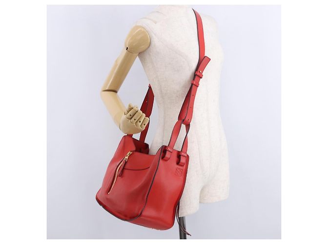 LOEWE Hammock Handtasche Leder 2way Rot Gold Authentisch 197512A Golden - Ansicht 22