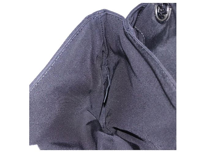 Borsa a tracolla con catena CHANEL 2.55 Nylon Nero Argento CC Auth ka5847A - vista 19