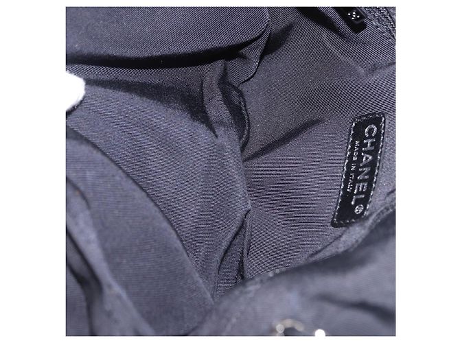Borsa a tracolla con catena CHANEL 2.55 Nylon Nero Argento CC Auth ka5847A - vista 21