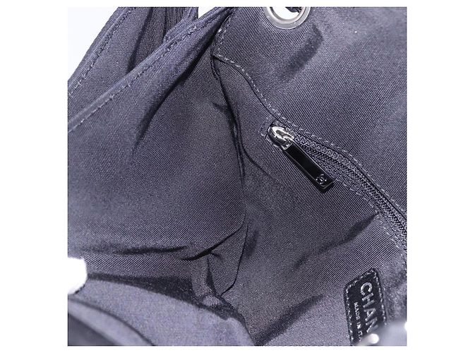 Borsa a tracolla con catena CHANEL 2.55 Nylon Nero Argento CC Auth ka5847A - vista 22
