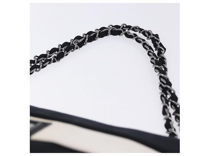 Borsa a tracolla con catena CHANEL 2.55 Nylon Nero Argento CC Auth ka5847A - vista 9