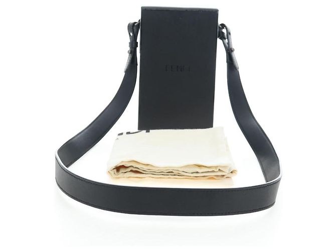 Borsa a Tracolla Box FENDI Pelle Nero Argento Auth 196687M - vista 12