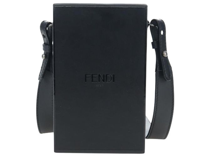 Borsa a Tracolla Box FENDI Pelle Nero Argento Auth 196687M - vista 13