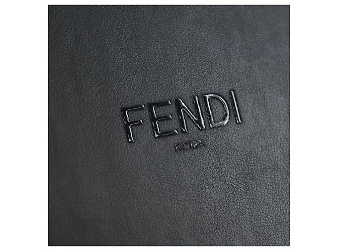 Borsa a Tracolla Box FENDI Pelle Nero Argento Auth 196687M - vista 19