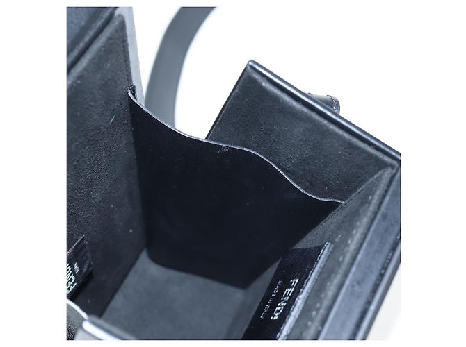 Borsa a Tracolla Box FENDI Pelle Nero Argento Auth 196687M - vista 22