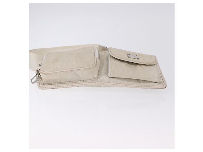 Christian Dior Trotter Canvas Gürteltasche Nylon Weiß Silber Auth ka5837A - Ansicht 10