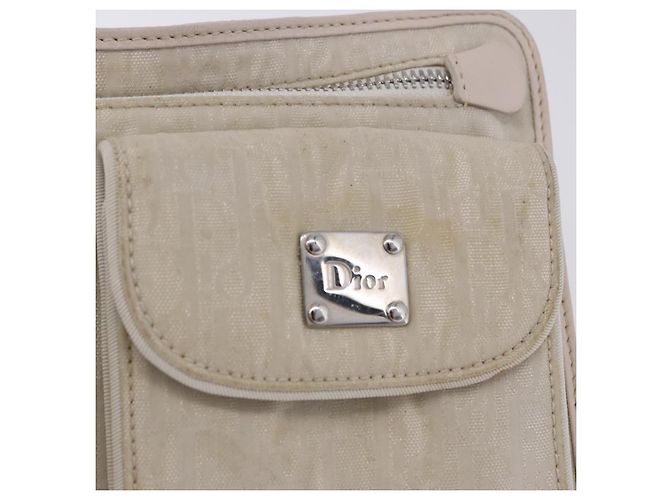 Christian Dior Trotter Canvas Gürteltasche Nylon Weiß Silber Auth ka5837A - Ansicht 16