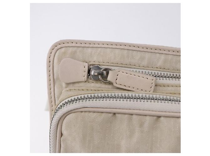 Christian Dior Trotter Canvas Gürteltasche Nylon Weiß Silber Auth ka5837A - Ansicht 17