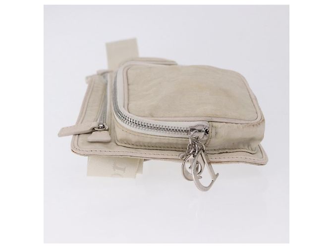 Christian Dior Trotter Canvas Gürteltasche Nylon Weiß Silber Auth ka5837A - Ansicht 4