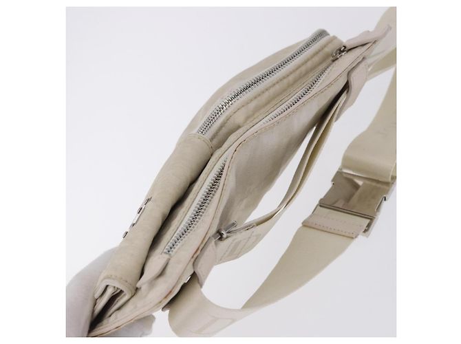 Christian Dior Trotter Canvas Gürteltasche Nylon Weiß Silber Auth ka5837A - Ansicht 6