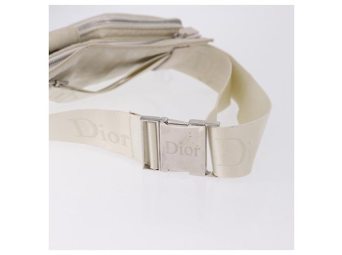 Christian Dior Trotter Canvas Gürteltasche Nylon Weiß Silber Auth ka5837A - Ansicht 7