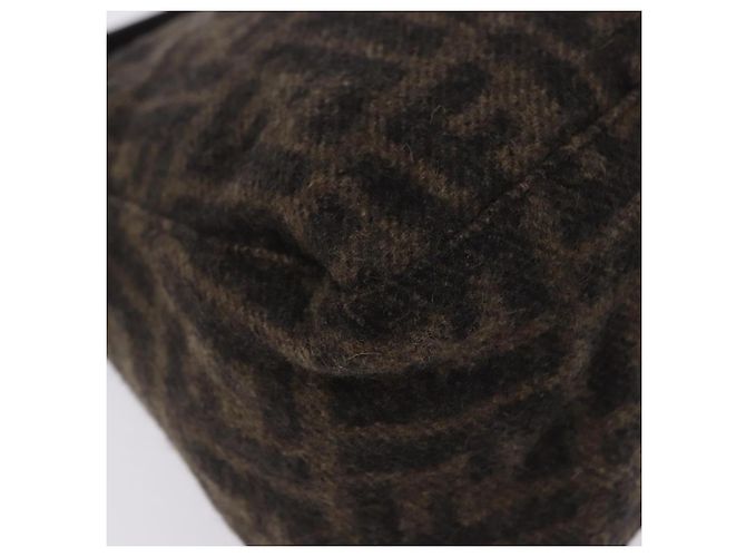 Borsa a tracolla FENDI Zucca Canvas Mamma Baguette Lana Brown Black Auth BA15090V Marrone Nero - vista 16