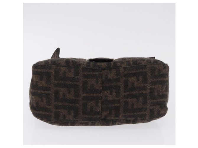 Borsa a tracolla FENDI Zucca Canvas Mamma Baguette Lana Brown Black Auth BA15090V Marrone Nero - vista 5