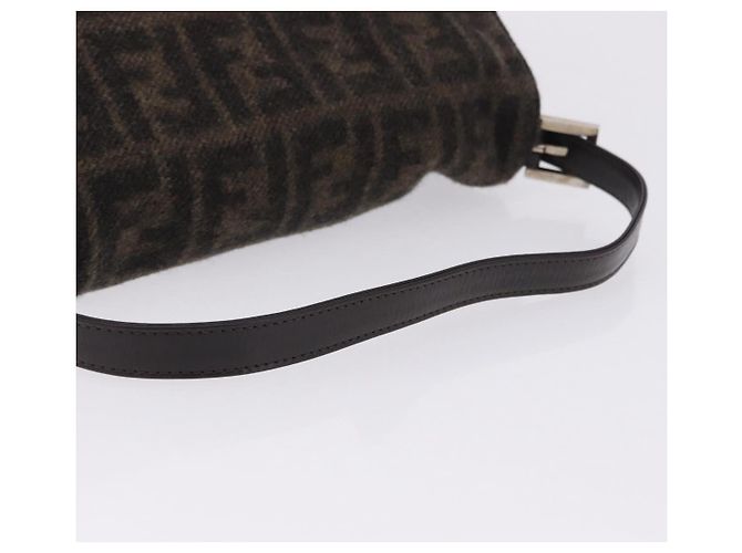 Borsa a tracolla FENDI Zucca Canvas Mamma Baguette Lana Brown Black Auth BA15090V Marrone Nero - vista 7
