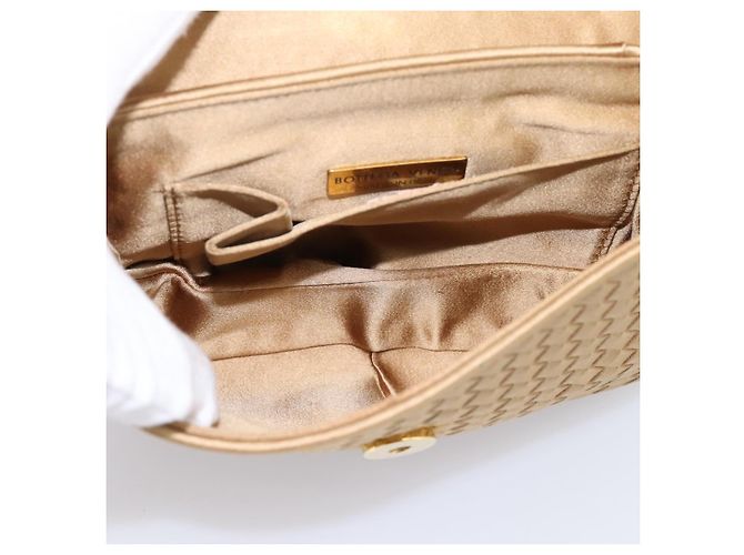 Borsa BOTTEGA VENETA INTRECCIATO Satin Gold Auth 197646 D'oro - vista 10
