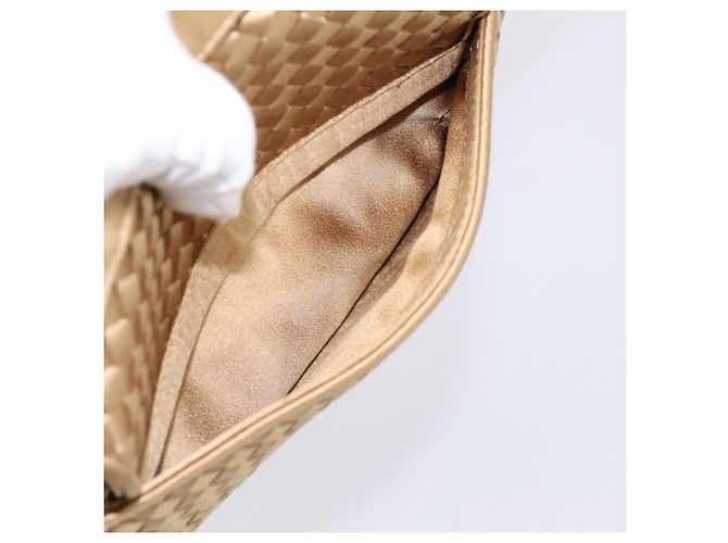 Borsa BOTTEGA VENETA INTRECCIATO Satin Gold Auth 197646 D'oro - vista 11