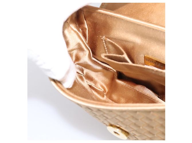 Borsa BOTTEGA VENETA INTRECCIATO Satin Gold Auth 197646 D'oro - vista 19
