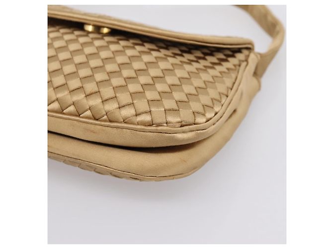 Borsa BOTTEGA VENETA INTRECCIATO Satin Gold Auth 197646 D'oro - vista 9