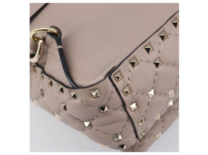 VALENTINO Rockstuds Rucksack Leder Beige Goldfarben Auth 198673M - Ansicht 10