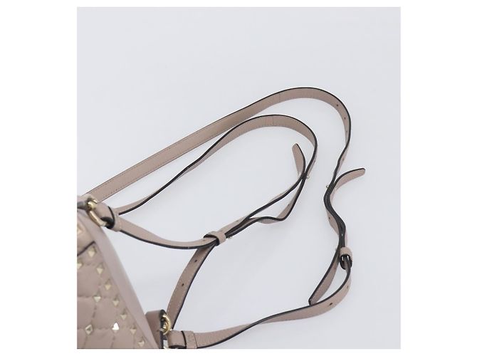 VALENTINO Rockstuds Rucksack Leder Beige Goldfarben Auth 198673M - Ansicht 14
