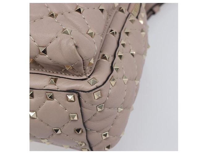 VALENTINO Rockstuds Rucksack Leder Beige Goldfarben Auth 198673M - Ansicht 15