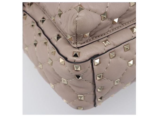 VALENTINO Rockstuds Rucksack Leder Beige Goldfarben Auth 198673M - Ansicht 16