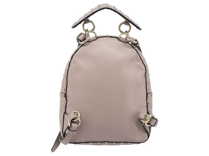 VALENTINO Rockstuds Rucksack Leder Beige Goldfarben Auth 198673M - Ansicht 2