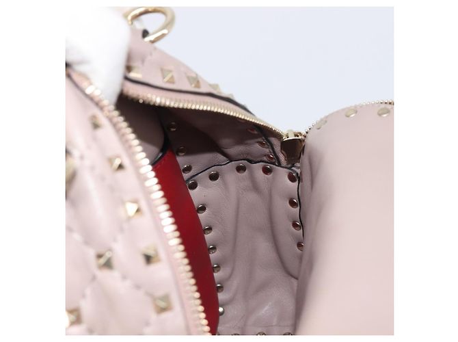 VALENTINO Rockstuds Rucksack Leder Beige Goldfarben Auth 198673M - Ansicht 20