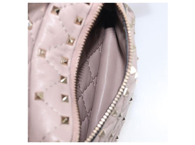 VALENTINO Rockstuds Rucksack Leder Beige Goldfarben Auth 198673M - Ansicht 23