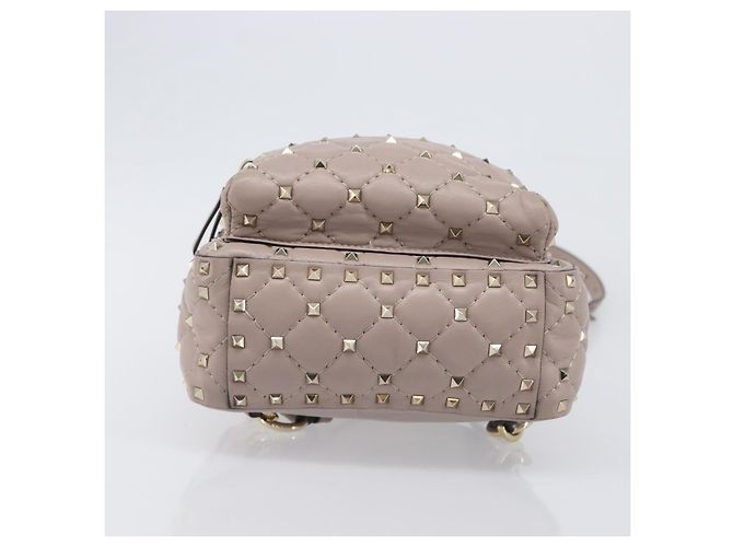 VALENTINO Rockstuds Rucksack Leder Beige Goldfarben Auth 198673M - Ansicht 5