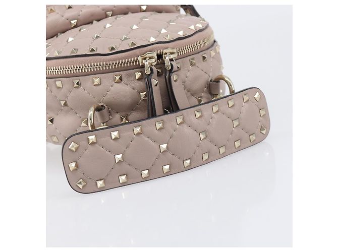 VALENTINO Rockstuds Rucksack Leder Beige Goldfarben Auth 198673M - Ansicht 7