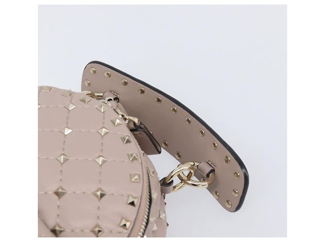 VALENTINO Rockstuds Rucksack Leder Beige Goldfarben Auth 198673M - Ansicht 8