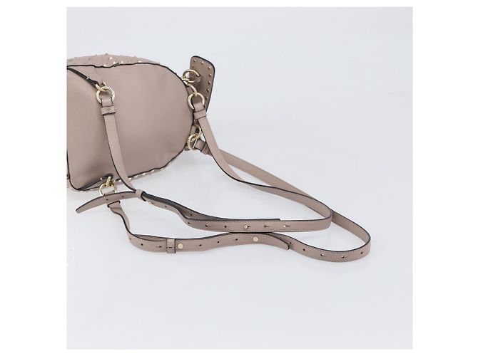 VALENTINO Rockstuds Rucksack Leder Beige Goldfarben Auth 198673M - Ansicht 9
