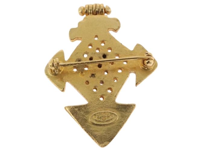 Spilla CHANEL Metallo Tono Oro CC Auth 197927M - vista 3