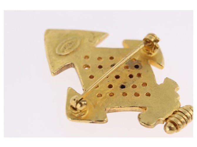 Spilla CHANEL Metallo Tono Oro CC Auth 197927M - vista 5