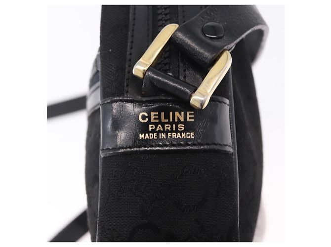 16 Céline Borsa a tracolla CELINE C Saluki Canvas Black Gold Tone Auth ep15727 Nero - vista 11